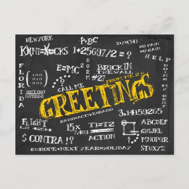 Cartão Postal de Quadro Negro do Dormitório (Frente)