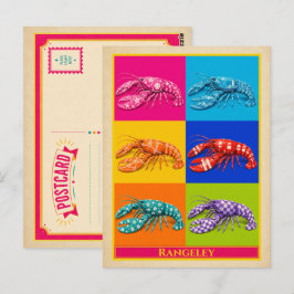 Cartão Postal de Rangeley Maine Lagosta Arte Pop V