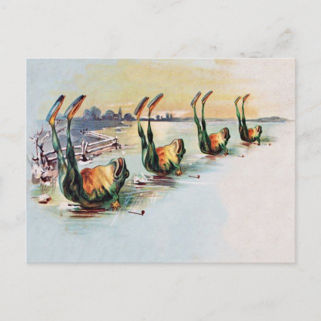 Cartão Postal de Rãs Engraçadas Antigas (Frente)