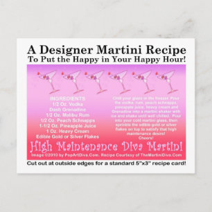 Cartão postal de recebimento de Martini cor-de-ros