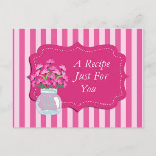 Cartão Postal de Receita com Moldura Floral Rosa e