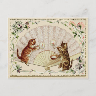 Cartão postal de reprodução vintage Kitty Bubbles