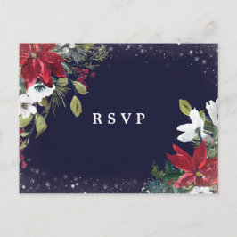 cartão postal de resposta para casamento floral de
