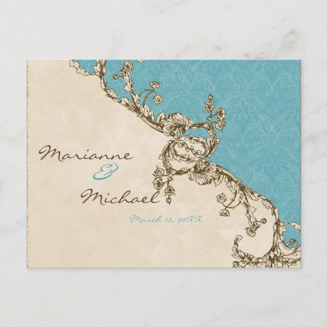 Cartão postal de resposta RSVP de Peacock & Etchin (Frente)