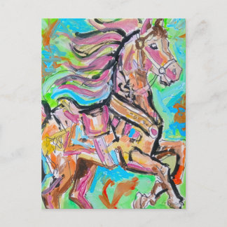 Cartão Postal de Retrato de Cavalo Abstrato Colori