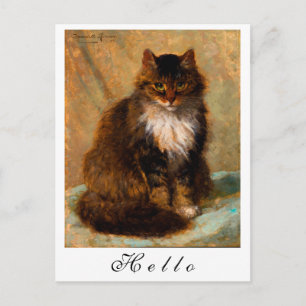 Cartão postal de retrato pintado de gato Maine Coo