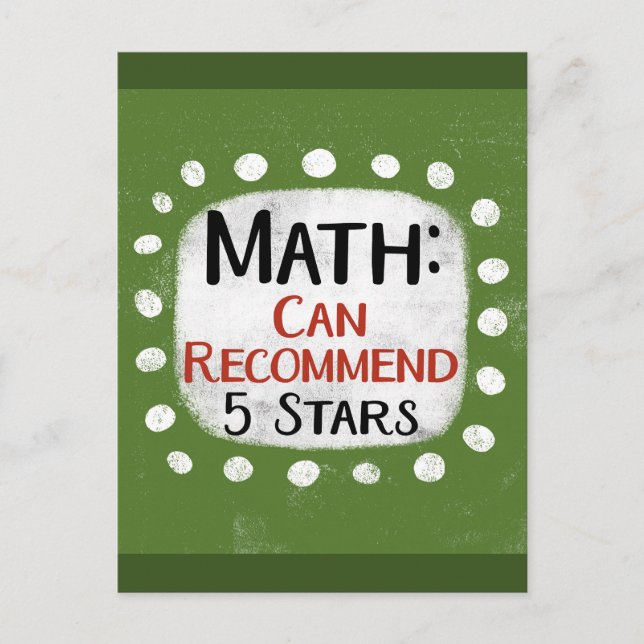 Cartão postal de Revisão de Matemática 5 Estrelas (Frente)