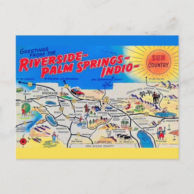 Cartão postal de Riverside - Palm Springs (Frente)