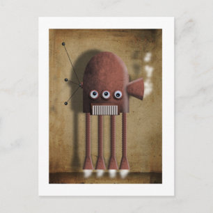 Cartão postal de robô vermelho vintage