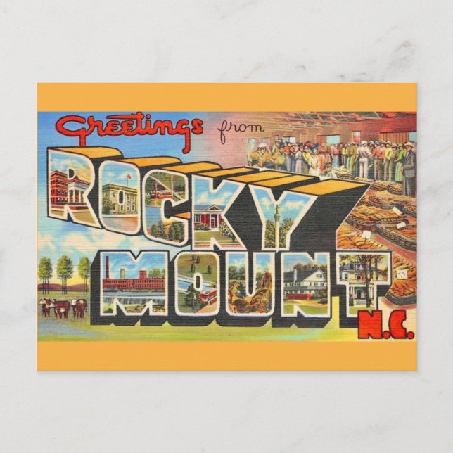 Cartão postal de Rocky Mount NC (Frente)
