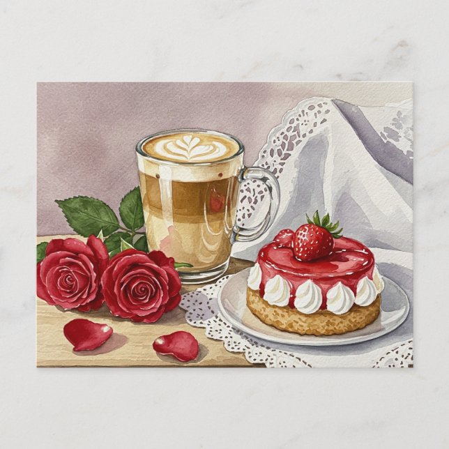 Cartão postal de Rosa de Morango de Queijo Latente (Frente)