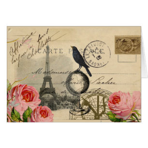 Cartão postal de Rosa francês Crow Globe