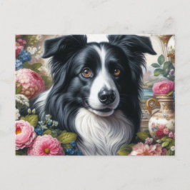 Cartão postal de Roses Pink Victorian Border Colli