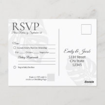 Cartão postal de RSVP de Casamento Moderno. Palm L