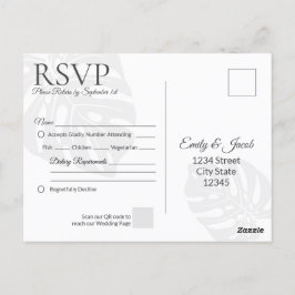 Cartão postal de RSVP de Casamento Moderno. Palm L