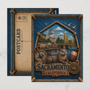 Cartão postal de Sacramento Califórnia Viagem Vint