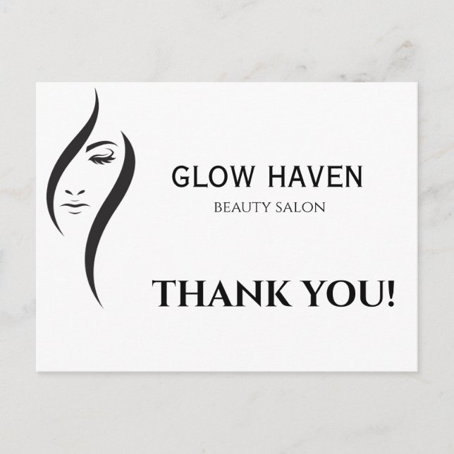 Cartão Postal de Salão de Beleza Simples Minimalis (Frente)