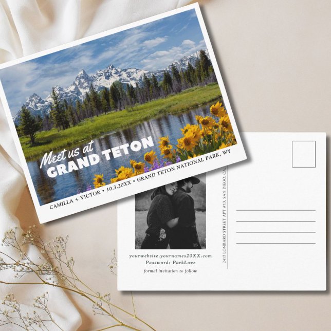Cartão Postal de Salvar a Data do Grand Teton Nati (Grand Teton National Park Save the Date Postcard)