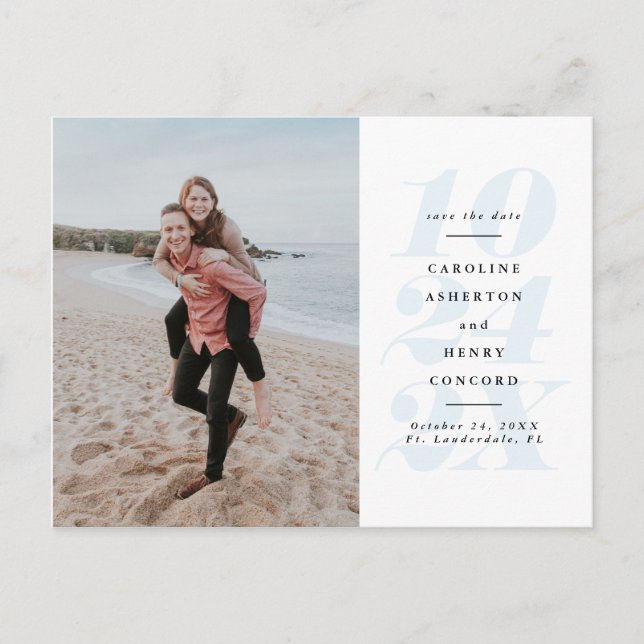 Cartão postal de salvar a data em foto com data em (Frente)