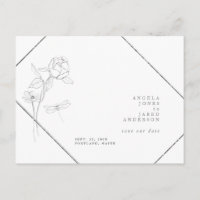 Cartão Postal de Salvar a Data Floral de Lápis de