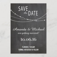 Cartão postal de salvar a data - quadro de giz com