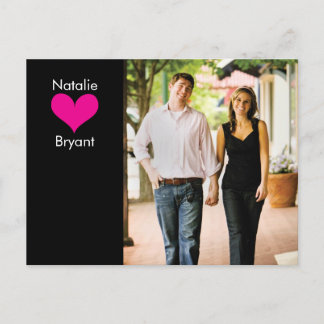 Cartão postal de salvar data com foto preto/rosa C