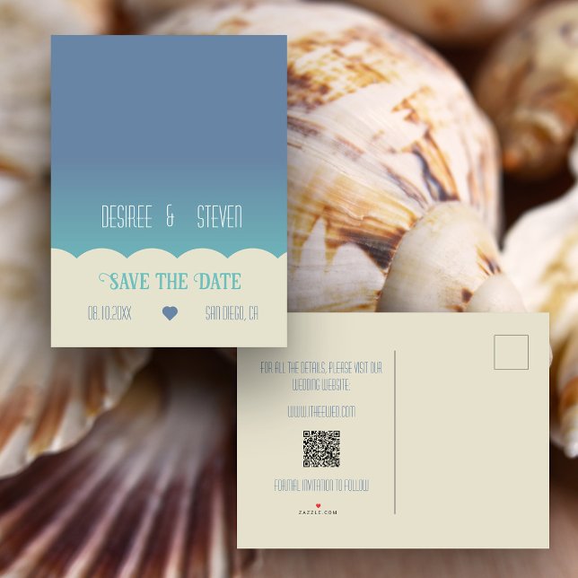 Cartão postal de Salve a Data Ocean Beach Blend (Ocean beach themed Save the Date postcard)