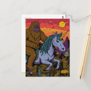 Cartão postal de Sasquatch e Unicórnio