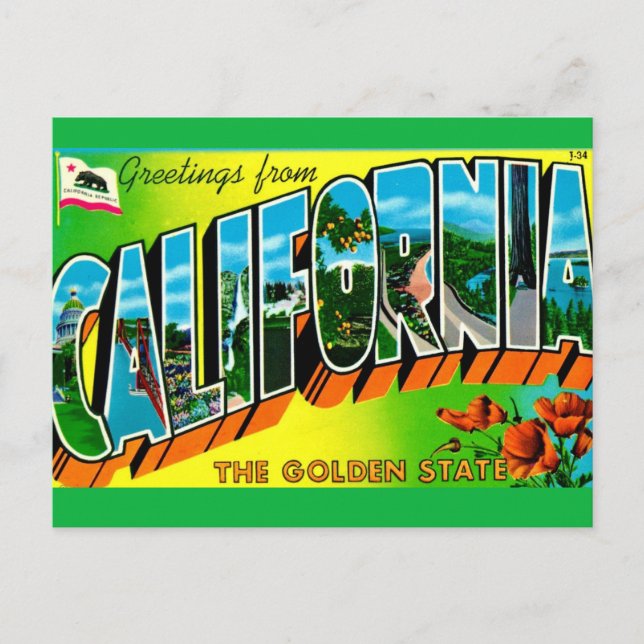  Cartão Postal de Saudação da Califórnia   (Frente)