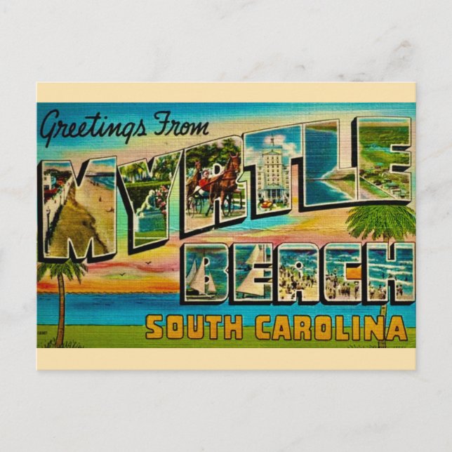 Cartão postal de saudação Myrtle Beach Vintage (Frente)