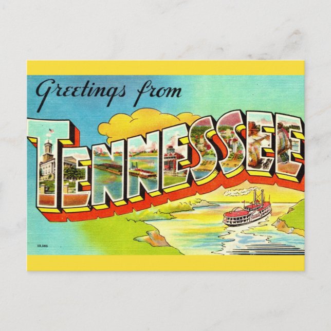 Cartão postal de saudação vintage do Tennessee (Frente)