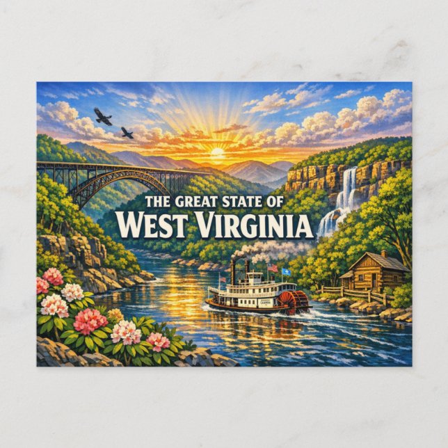 Cartão Postal de Saudações da Virgínia Ocidental  (Frente)