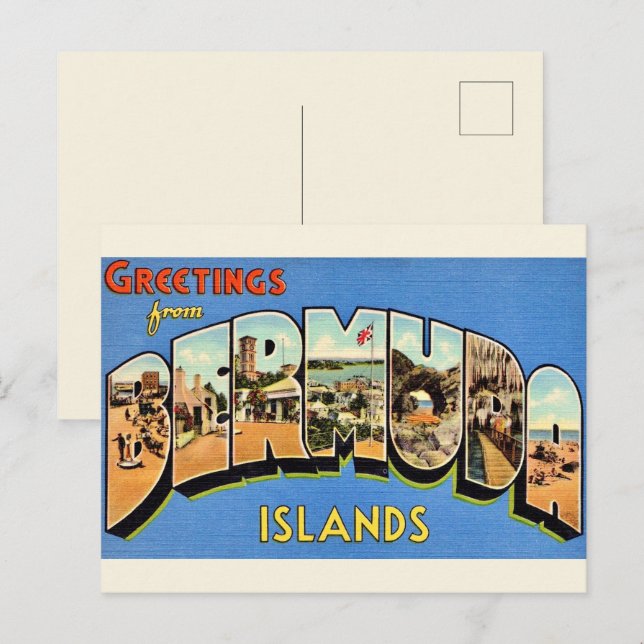 Cartão Postal de Saudações das Bermudas (Frente/Verso)