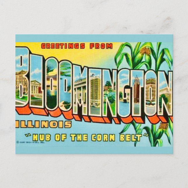 Cartão postal de saudações de Bloomington IL (Frente)