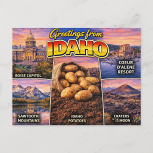 Cartão Postal de Saudações de Idaho