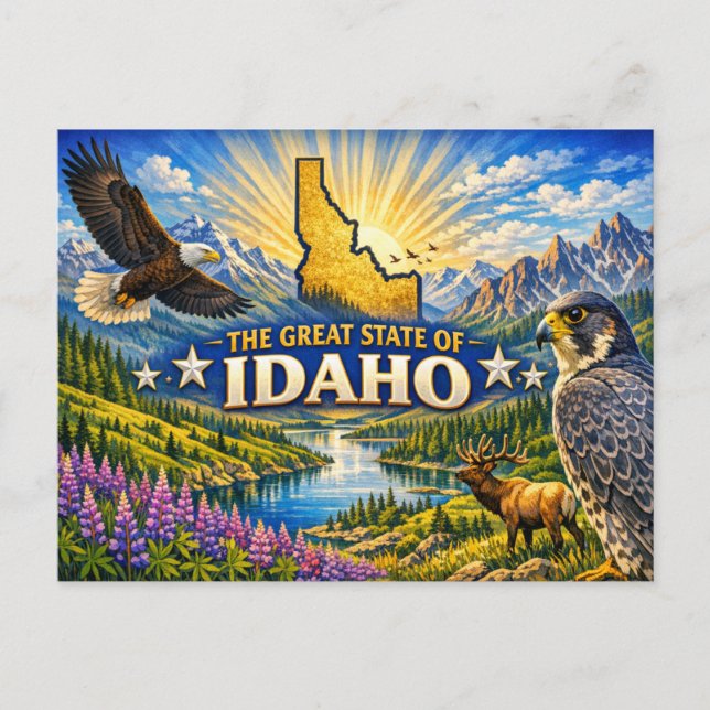 Cartão Postal de Saudações de Idaho  (Frente)