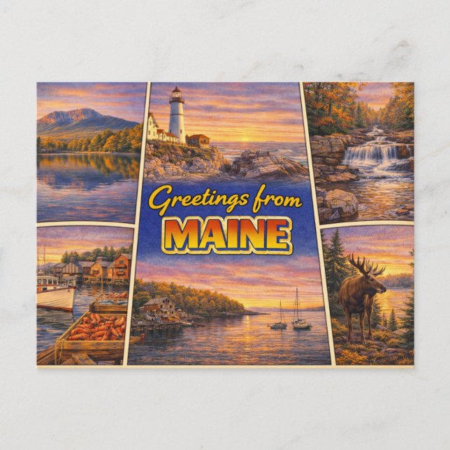 Cartão Postal de Saudações de Maine (Frente)