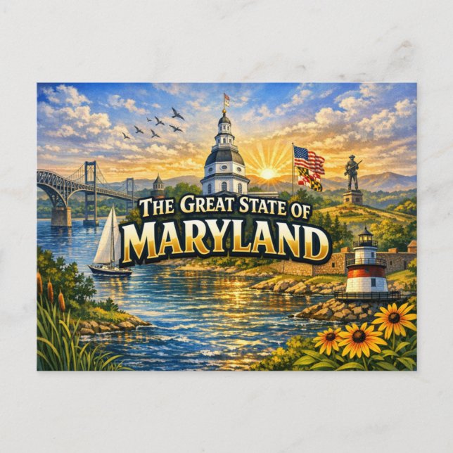 Cartão Postal de Saudações de Maryland (Frente)