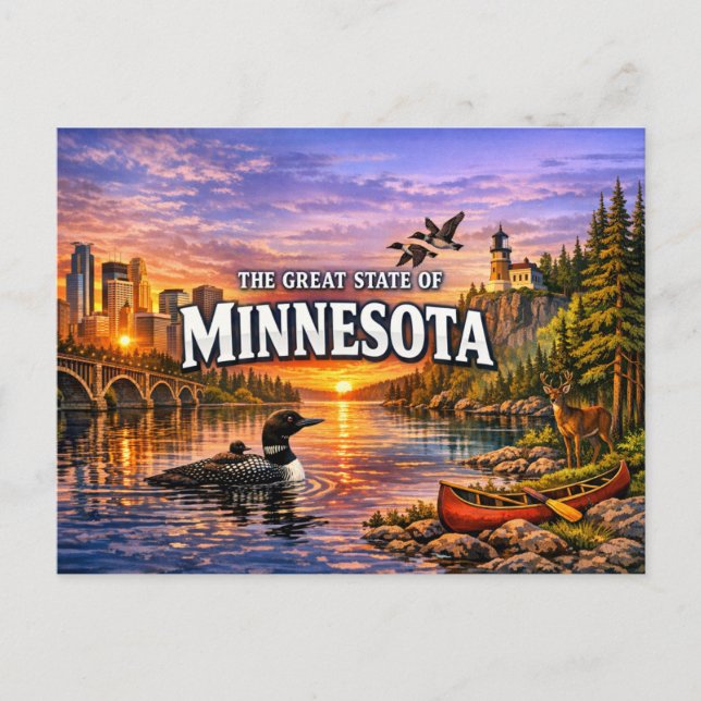 Cartão Postal de Saudações de Minnesota  (Frente)