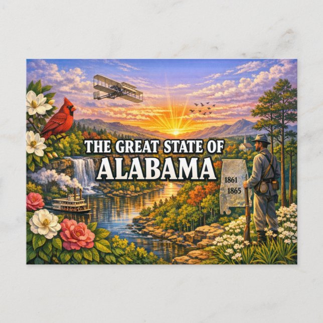 Cartão Postal de Saudações do Alabama  (Frente)