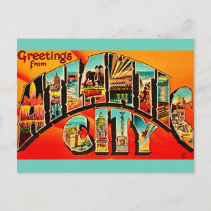 Cartão postal de saudações Retro Atlantic City NJ
