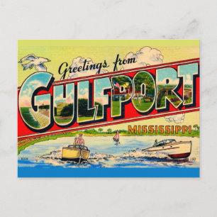 Cartão postal de saudações retrô de Gulfport Missi