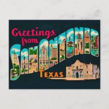 Cartão postal de saudações Retro San Antonio