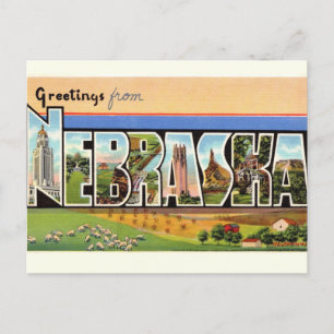 Cartão postal de Saudações Vintage de Nebraska