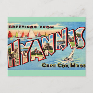 Cartão postal de saudações Vintage Hyannis MA
