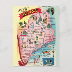 Cartão postal de saudações Vintage Maine