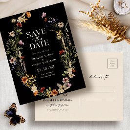 Cartão postal de Save The Date Boho Preto