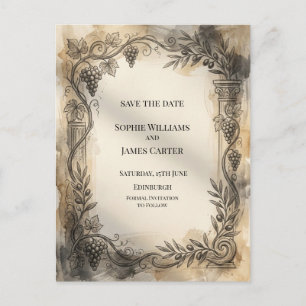 Cartão Postal de Save The Date com Moldura Botânic