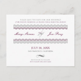 Cartão Postal de Save The Date de Casamento Bilíng