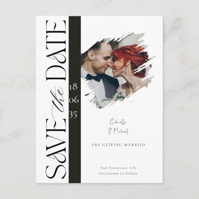 Cartão Postal de Save the Date de Casamento com Fo (Frente)
